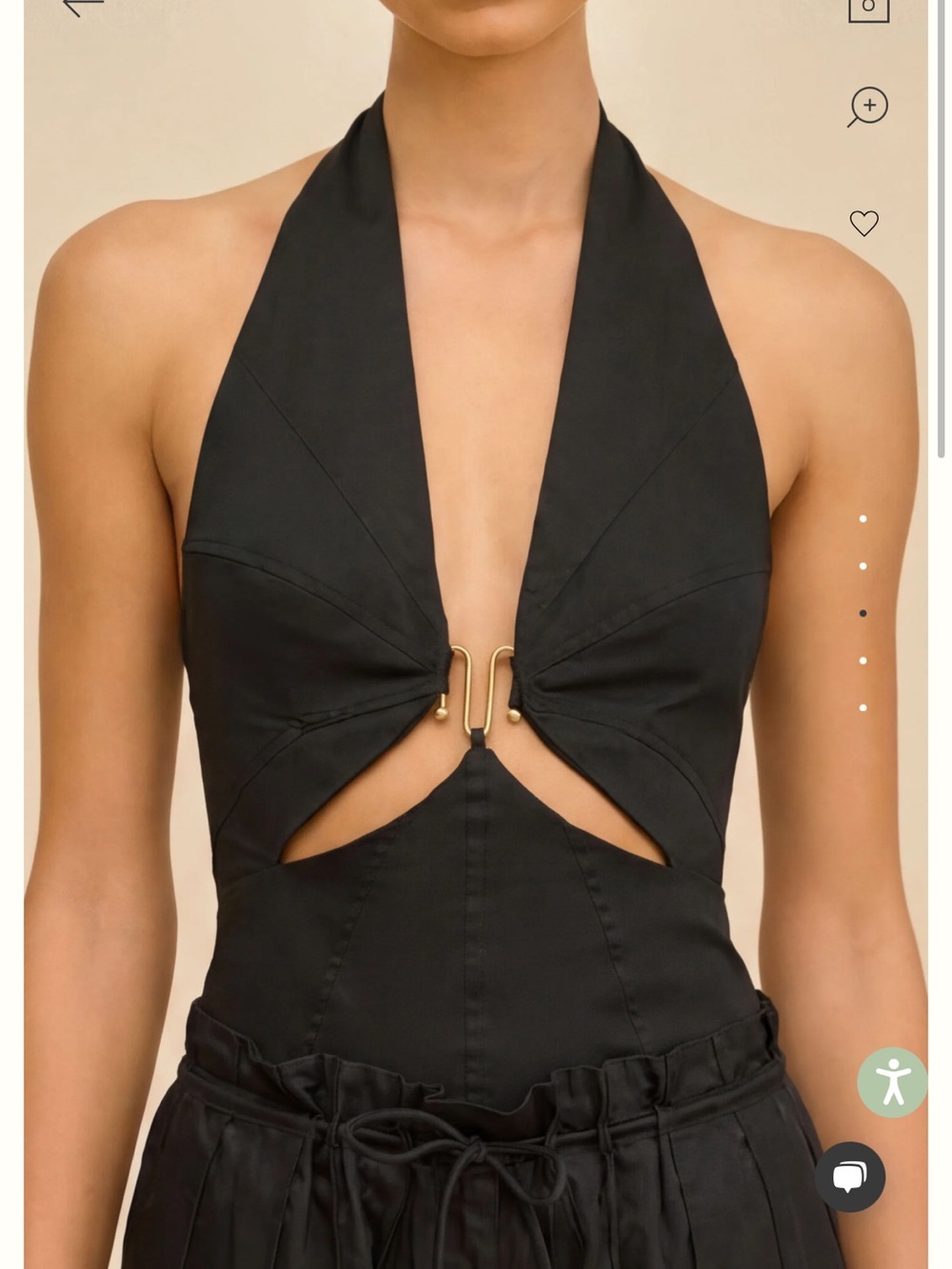 cult gaia elorae black halter neck cutout gold hardware detail blouse top 12 - Picture 10 of 10